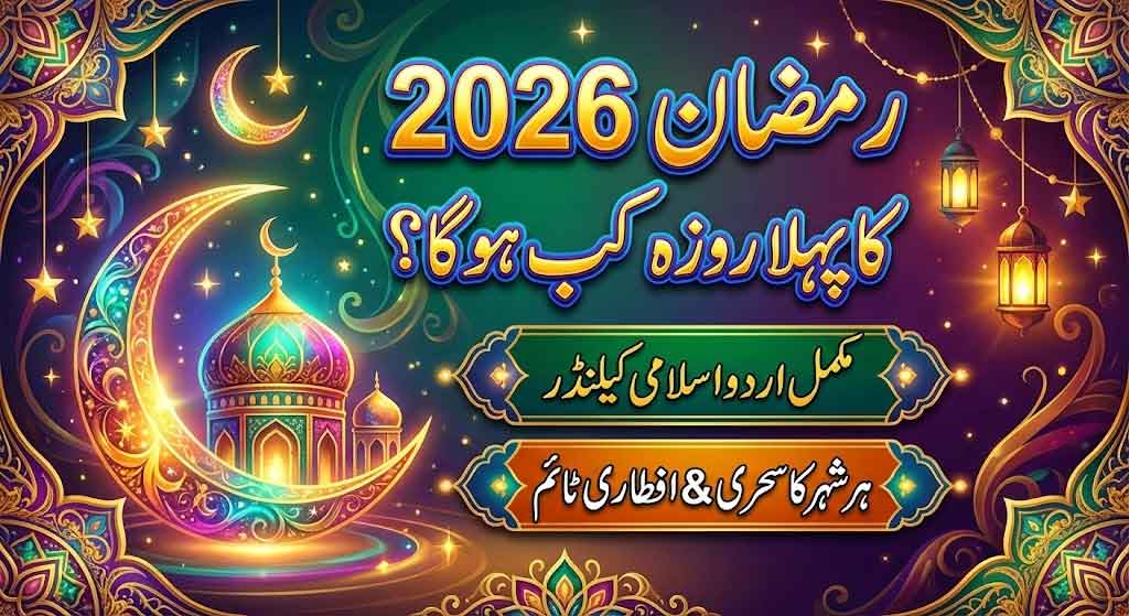 Ramzan Ul Mubarak 2026 Islamic Calendar Urdu